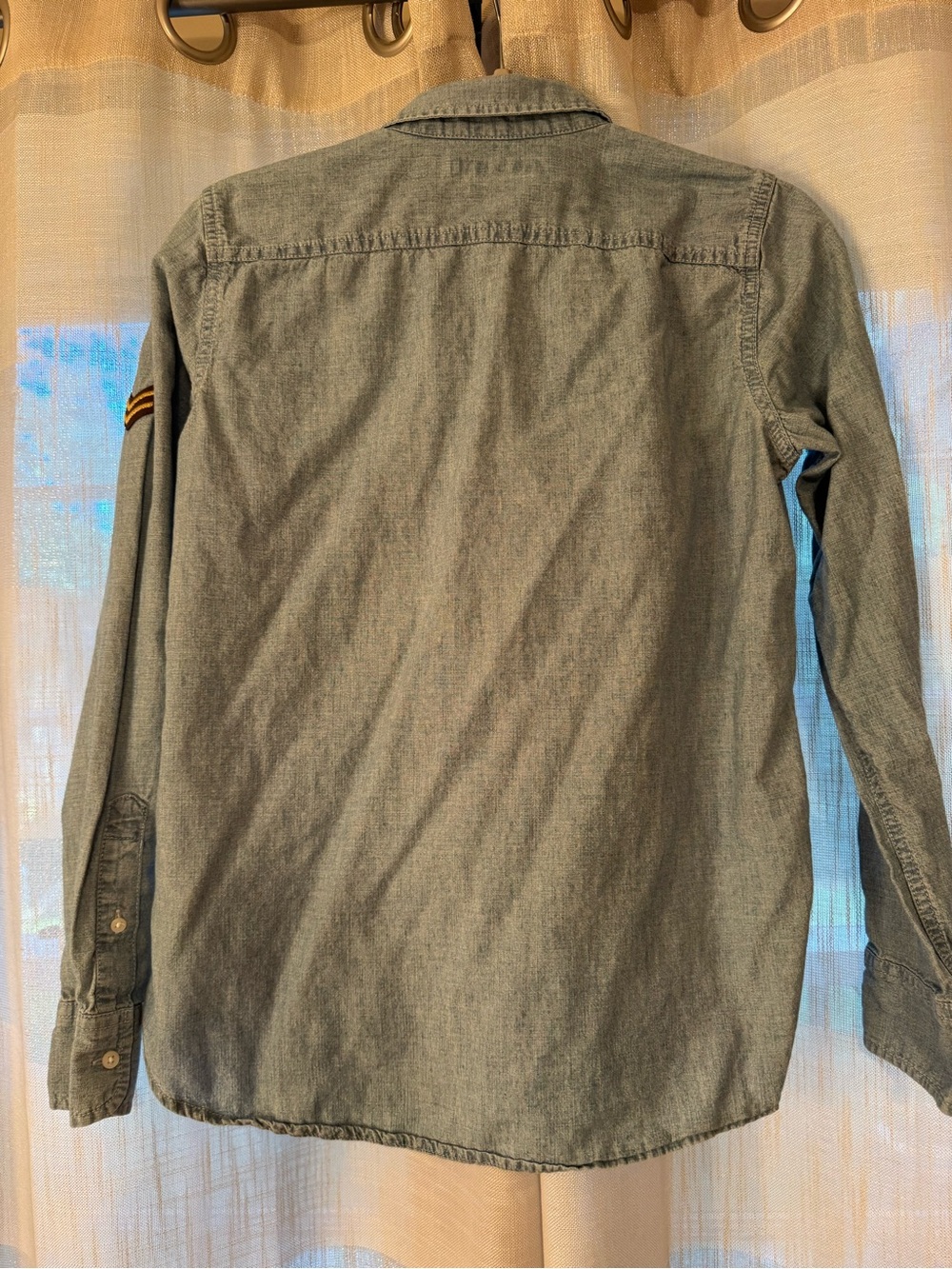 Lauren Ralph Lauren Light Wash Denim Shirt with Yellow Embroidery - Picture 3 of 8
